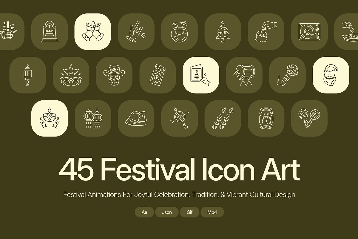 Animated Festival Icon Art Set, an Outline Icon by Prosymbols (Photo 1 of 4)