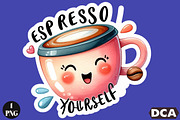 Funny, Espresso Your Self Sticker, an Illustration by DreamCafeArt (Thumbnail 1 of 7)