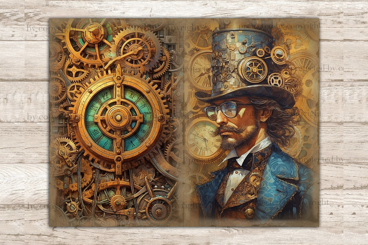 Steampunk Junk Journal Kit Ephemera, a Person Illustration by GlamArtZhanna (Photo 5 of 9)