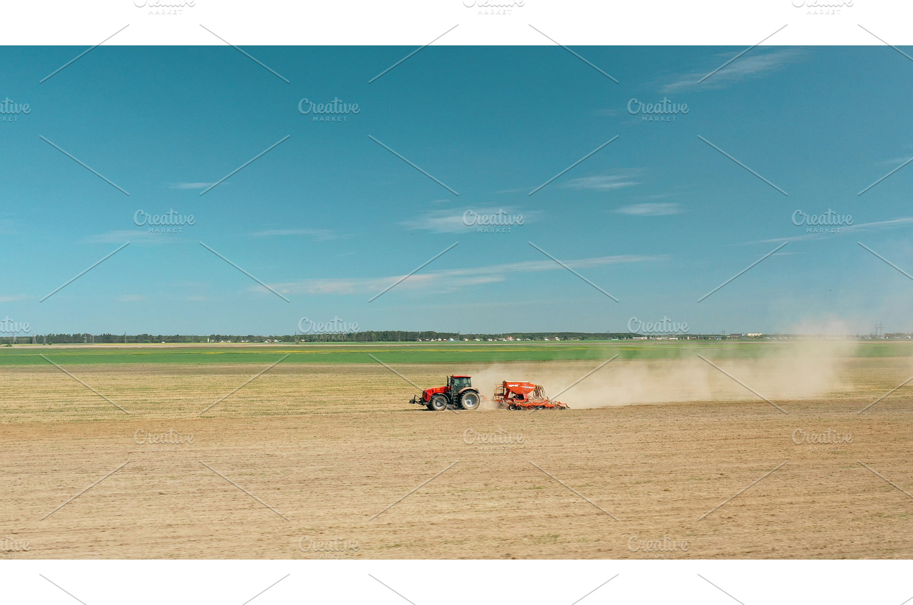4K Aerial View Tractor With Seed, an Industrial Photo by Our Amazing World