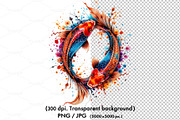 Two koi fish swimming in a circle., an Animal Illustration by yod67 (Thumbnail 1 of 9)