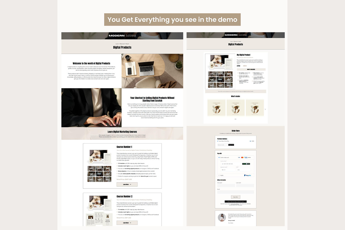 Systeme.io Modern Muse Shop Funnel, a Landing Page Template by Hayley's Digital Hub (Photo 6 of 9)