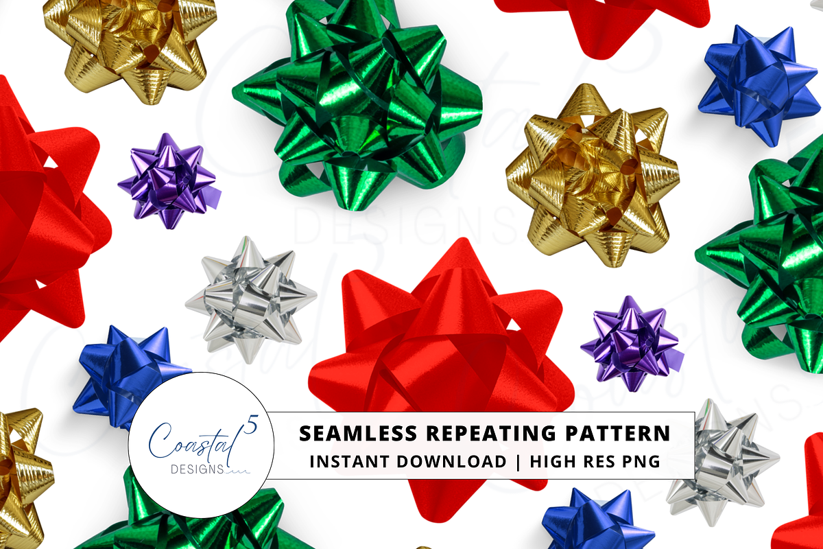 Christmas Bows Seamless Pattern, a Pattern Graphic by Coastal 5 Designs (Photo 1 of 3)