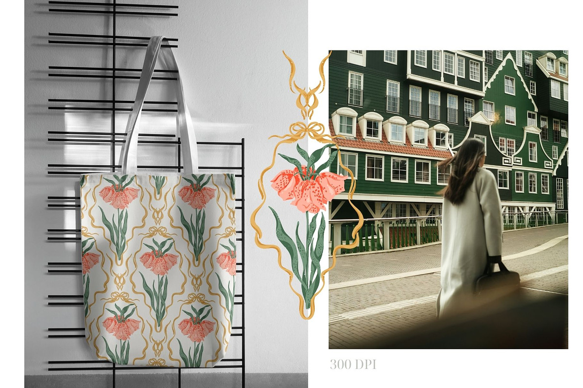 Elegant Art Nouveau Floral Pattern, a Pattern Graphic by PaperJamLab (Photo 5 of 7)