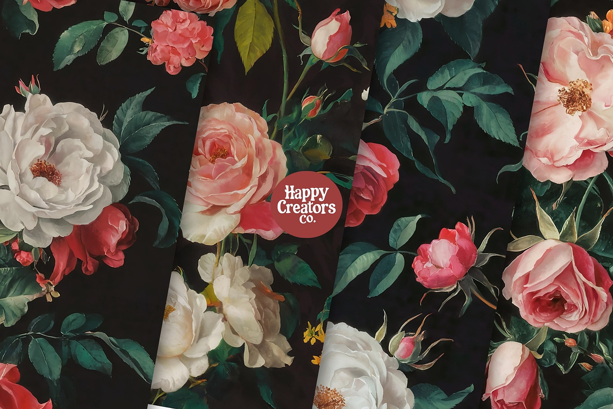 Rosey Elegance Digital Papers, a Pattern Graphic by Happy Creators Co. (Photo 3 of 8)