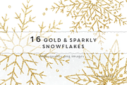 Gold glitter snowflakes clip art, an Object Graphic by Palette Pursuit (Thumbnail 1 of 4)