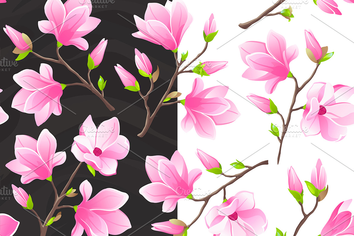 SET / 8 / Magnolia Textures, 8 march, a Decorative Illustration by Nadin_Lebedeva (Photo 2 of 6)