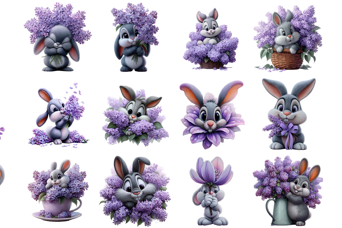 Watercolor Easter Bunny Bouquet, an Illustration by DreamArtGraphic (Photo 2 of 4)