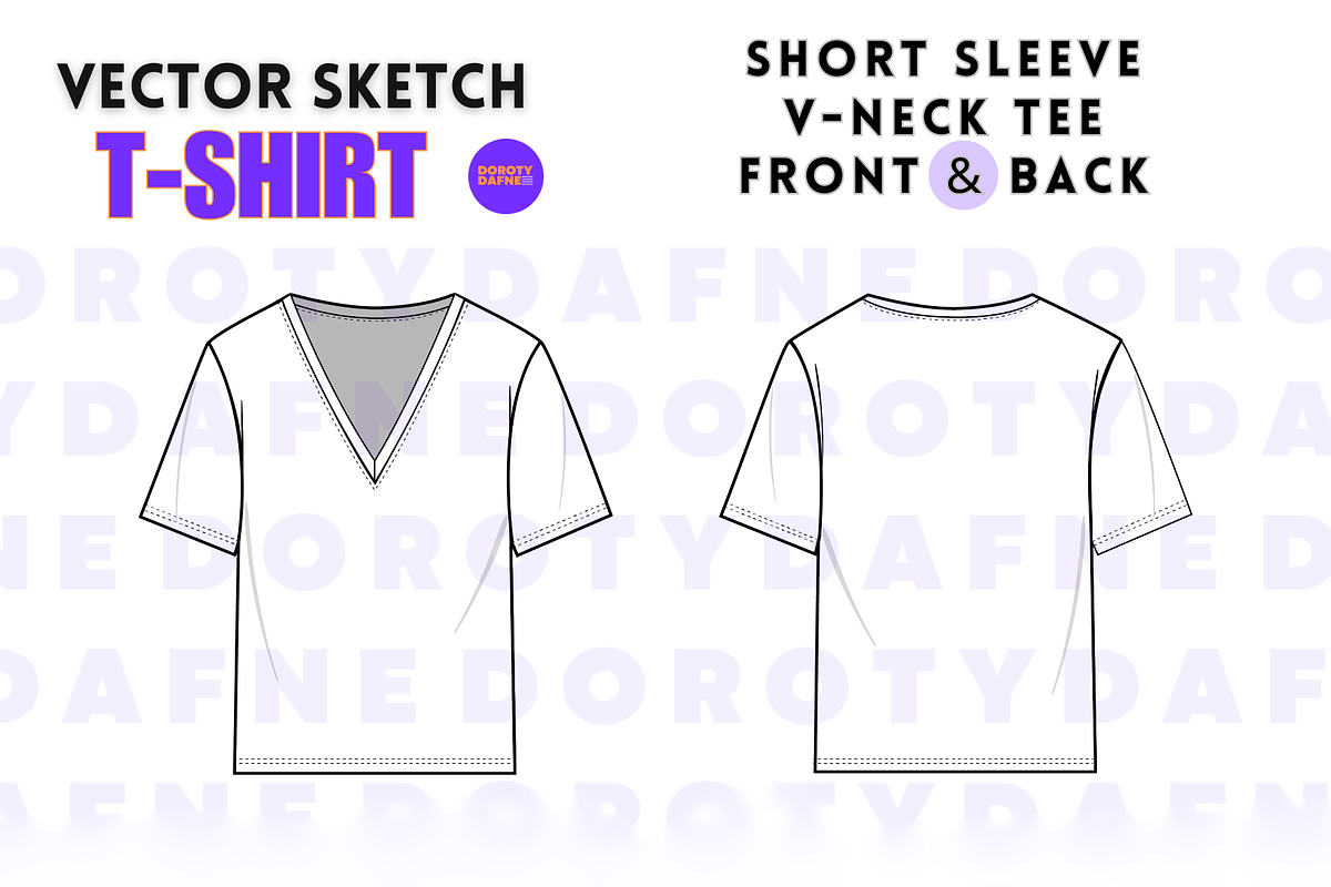 V-Neck T-Shirt, an Apparel Mockup by Doroty Dafne Designs (Photo 2 of 7)
