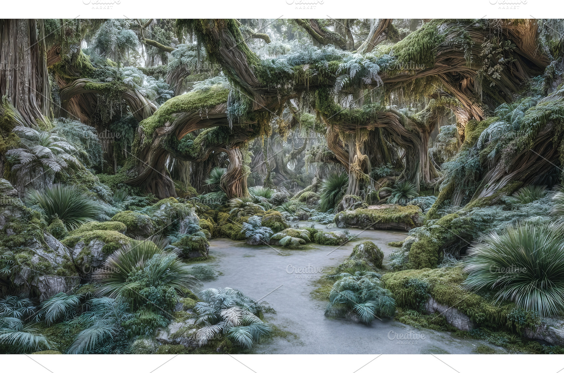A dense, green forest has sunlight, a Nature Photo by ZinetroN