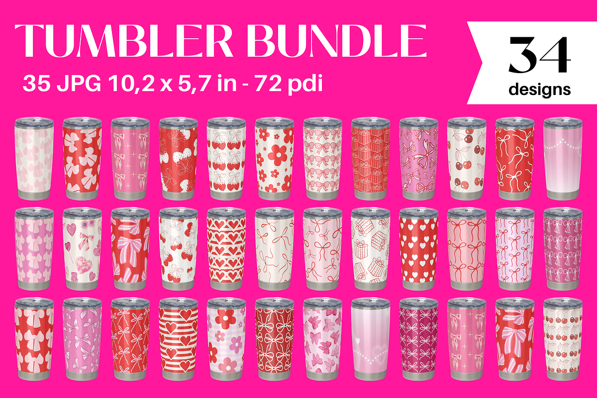Coquette Tumbler Design Bundle, a Print Template by Art's and patterns (Photo 1 of 34)