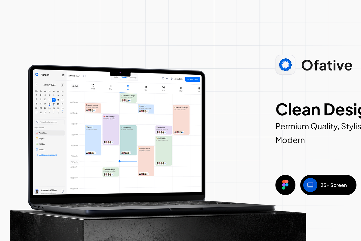 Ofative - Calendar Dashboard App, an UI Kit Template by cansaasstudio (Photo 4 of 6)