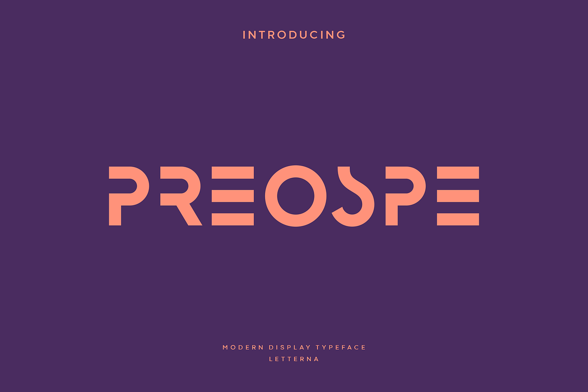 Preospe - Modern Futuristic Typeface, a Sans Serif Font by Letterna (Photo 1 of 4)