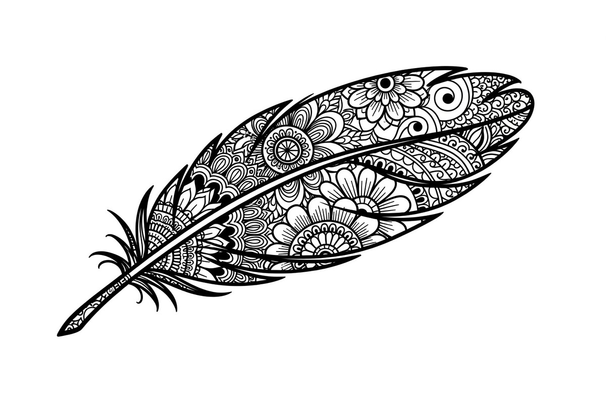 Ornamental Feather SVG Bundle, an Illustration by yasushie (Photo 25 of 31)