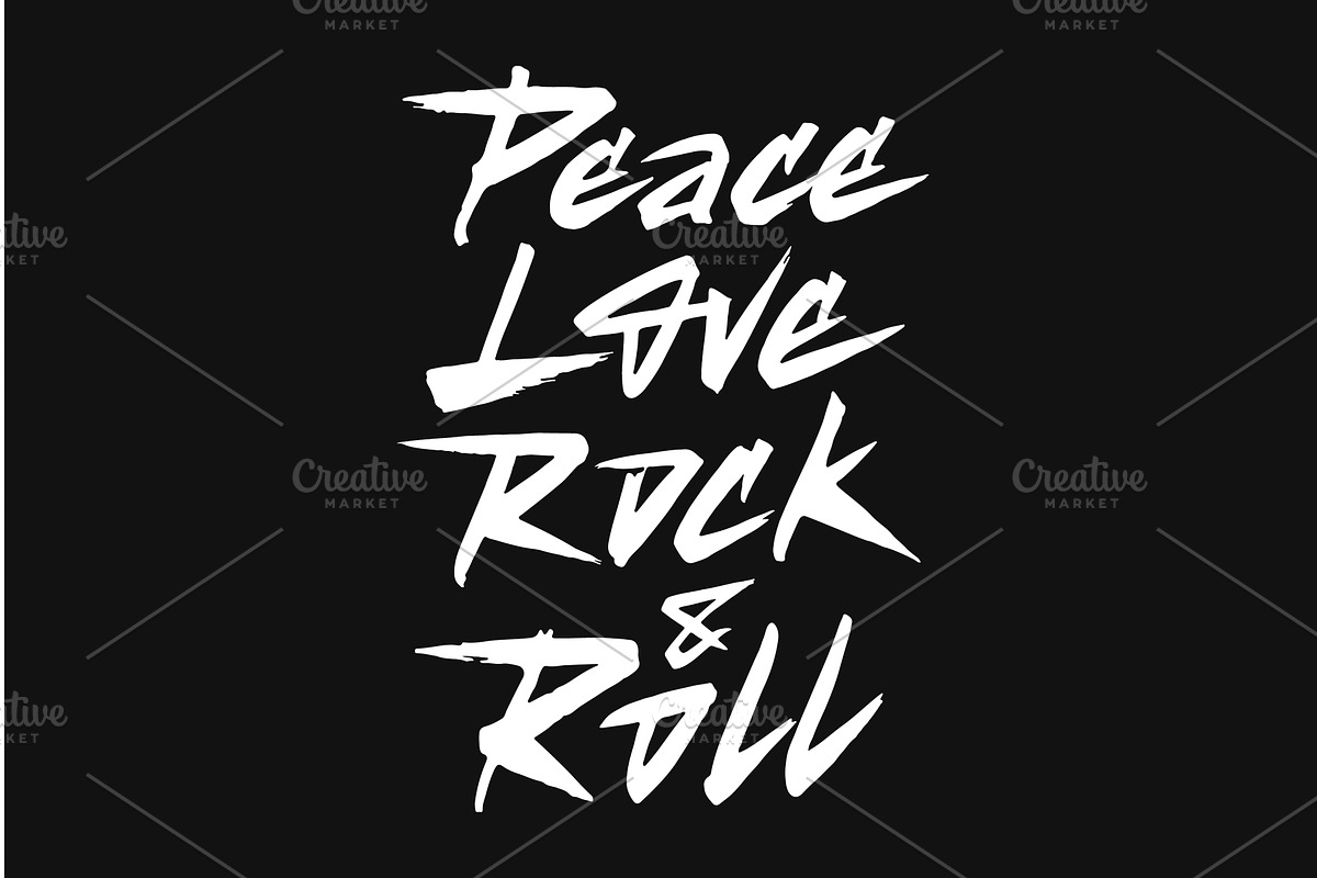 Peace Love Rock And Roll lettering, an Illustration by Zagach Letters