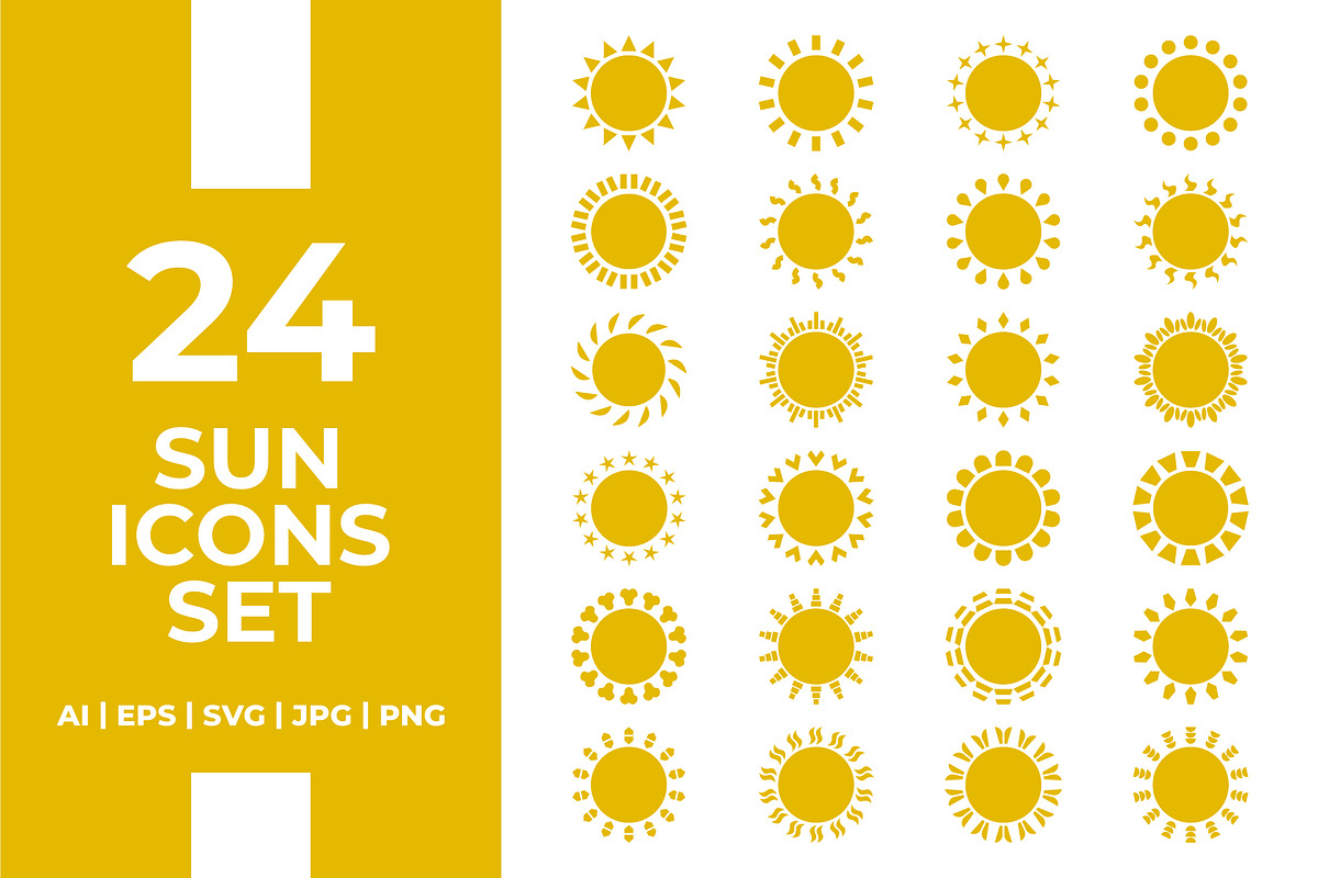 24 Sun Icons Set, an Object Graphic by romanlypovyi (Photo 1 of 4)