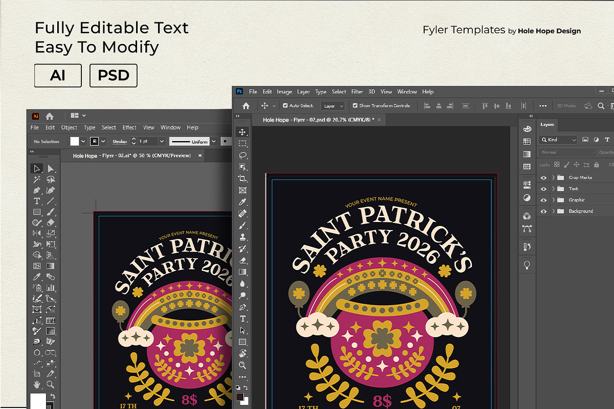 Folk Art Saint Patrick's Day Flyer, a Flyer Template by Hole Hope Design (Photo 4 of 5)
