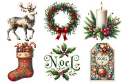 Vintage Noel Retro Christmas Clipart, an Illustration by Pixels.Craft (Thumbnail 2 of 7)