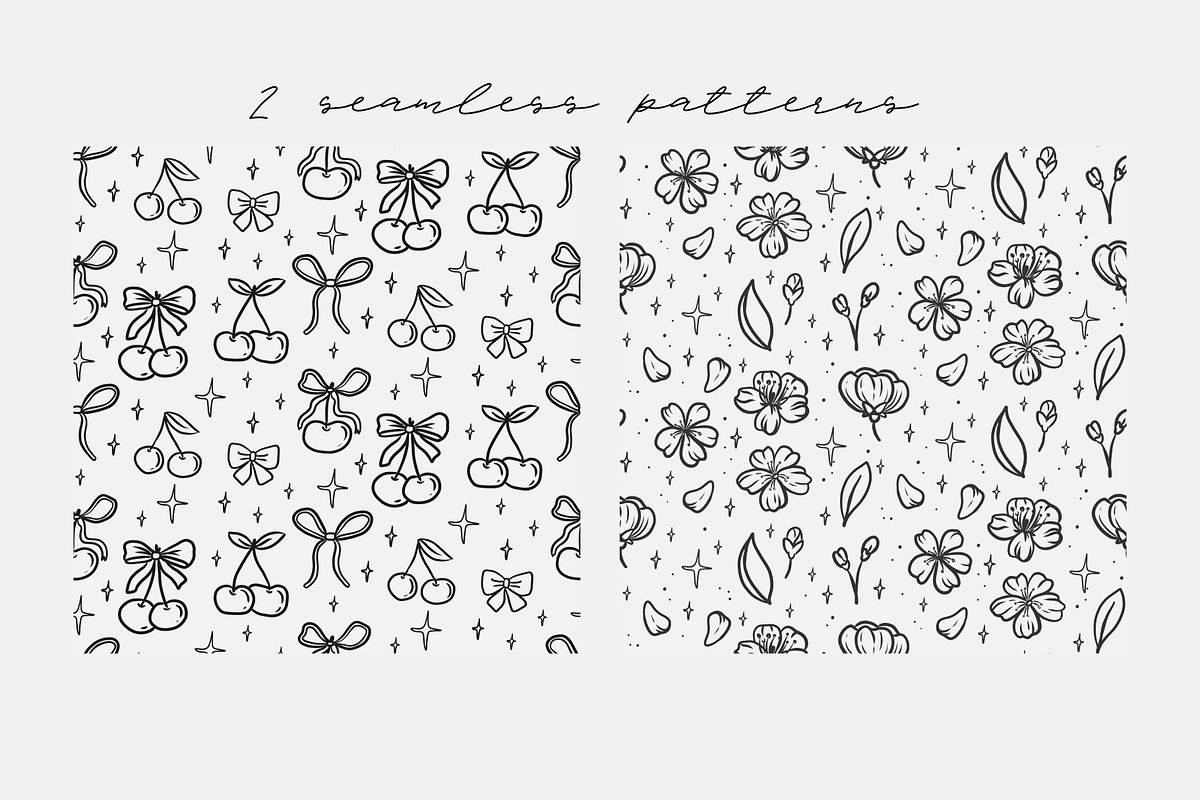 Cherry Vibe Cute Outline Clipart Set, an Object Graphic by Kristina Chistiakova (Photo 2 of 7)