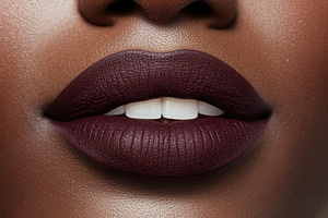 Closeup of soft lips adorned with deep lip gloss revealing a perfect smile, a Beauty & Fashion Photo by AlyaAnd