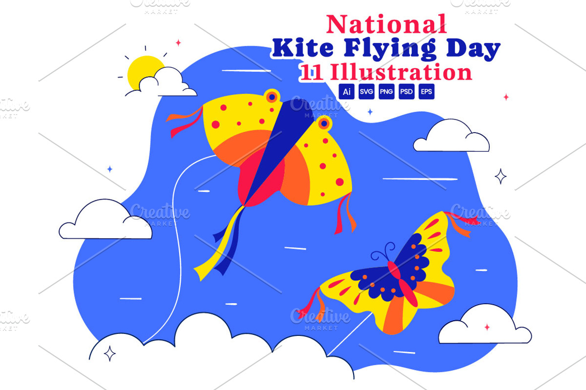 11 National Kite Flying Day, a Person Illustration by denayunebgt (Photo 1 of 5)
