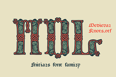 Medieval Knots Drop caps font, a Blackletter Font by kaer_shop