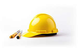 brand yellow hardhat white, an Industrial Photo by pikepicture