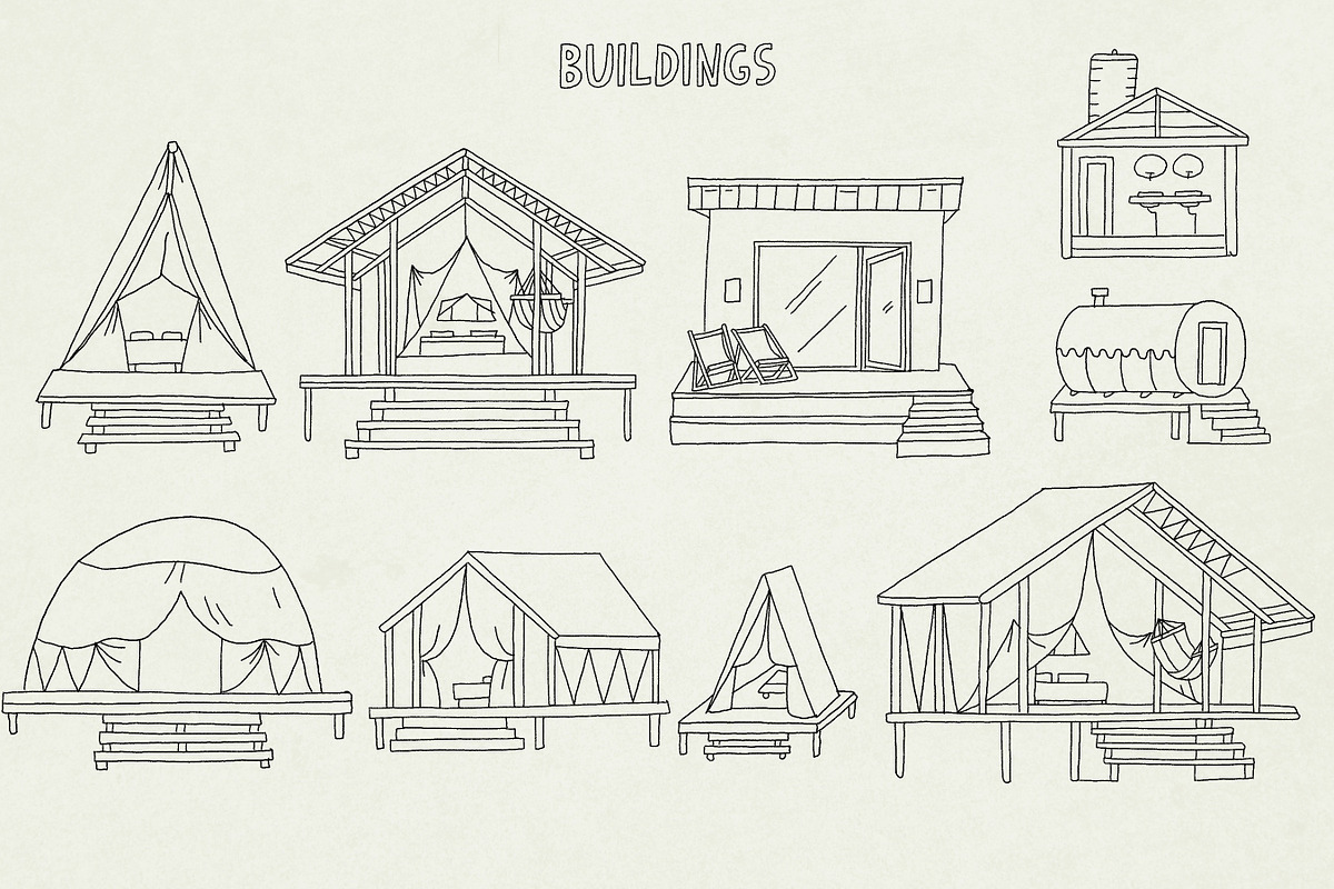 Hand Drawn set|256 Glamping elements, an Object Graphic by Sasha Mitkalova (Photo 2 of 6)