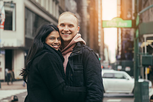 Happy young multicultural couple stock photo containing couple and young