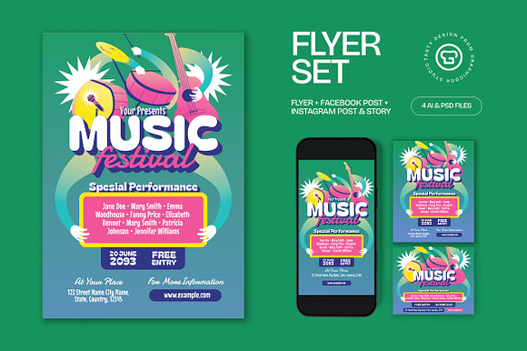 Green Music Festival Flyer Set preview 4