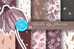 BOHO Fall Wildflowers Digital Papers