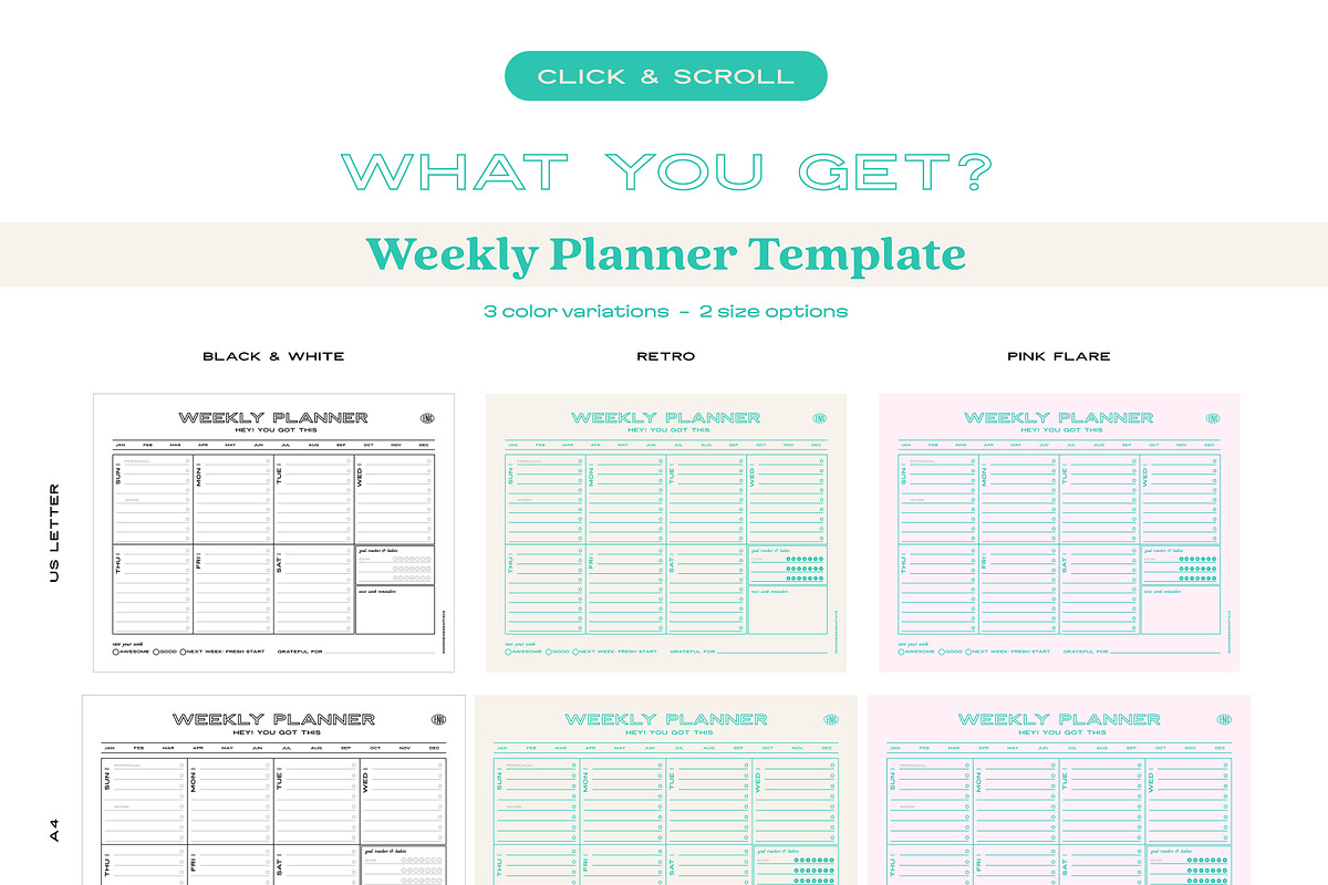 TIME MANAGEMENT_WEEKLY Planner Set, a Stationery Template by GoodNess Graphics (Photo 4 of 8)