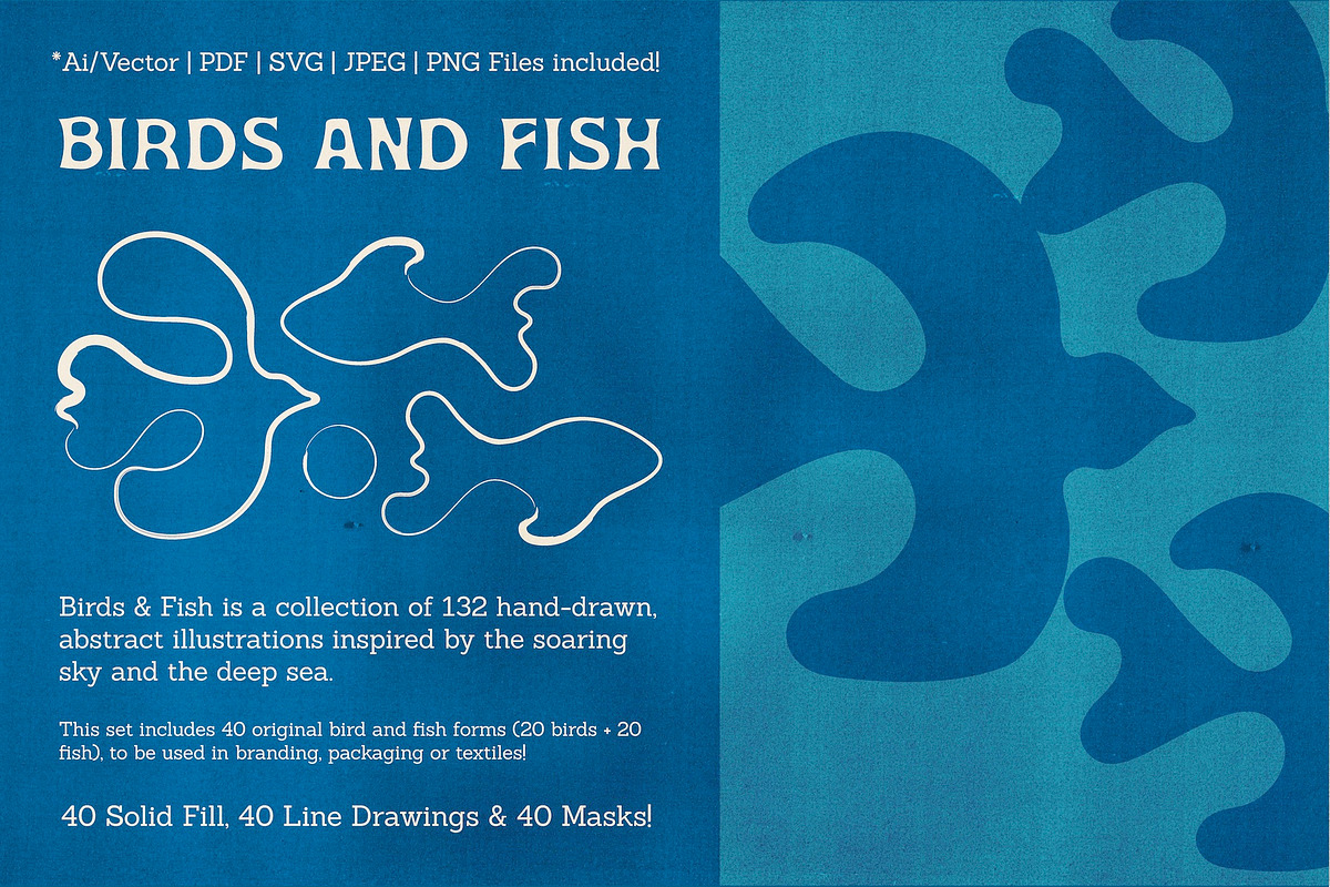 Birds & Fish - Hand Drawn Sea & Sky, a Decorative Illustration by Madeline ODonoghue Design (Photo 7 of 9)