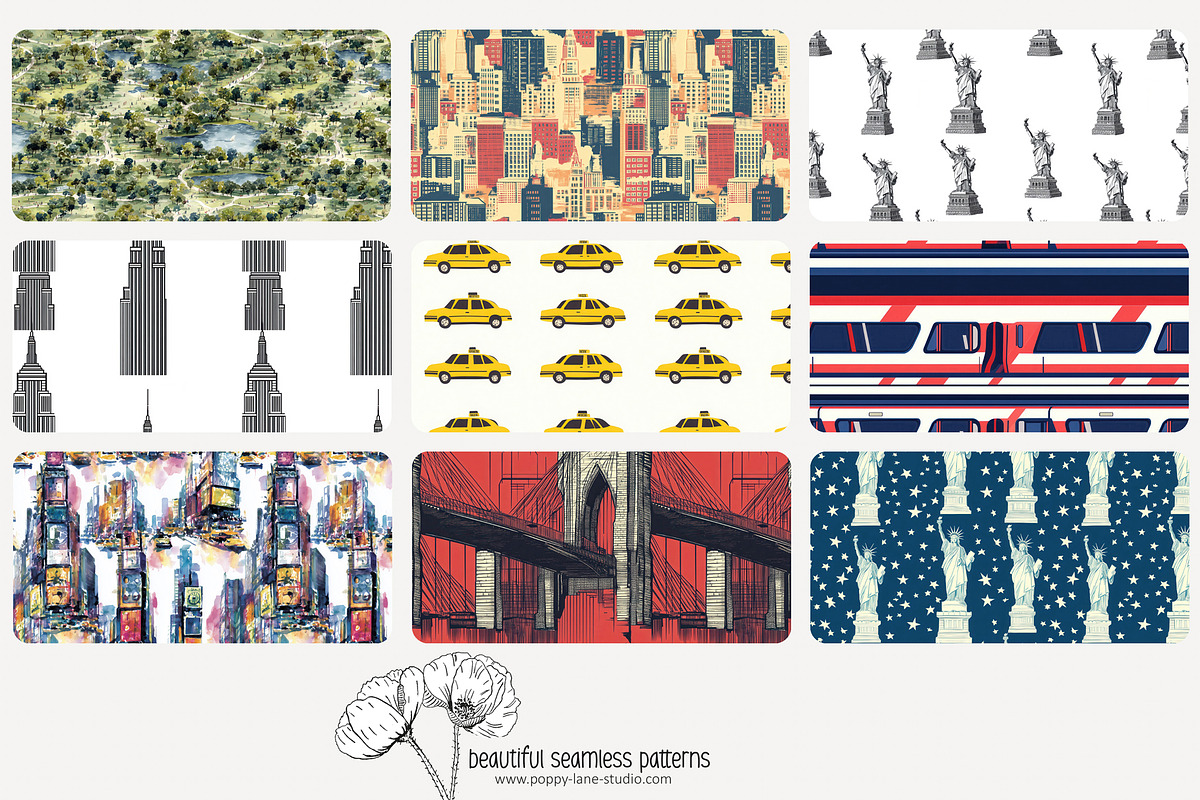 70 New York City seamless pattern, a Pattern Graphic by Poppy Lane Studio (Photo 6 of 10)