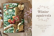 Winter  squirrels illustration, a Decorative Illustration by Lososenok (Thumbnail 1 of 2)