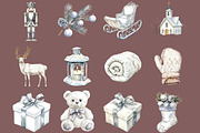 Cozy White Christmas Clipart Set, an Illustration by DreamCafeArt (Thumbnail 4 of 4)