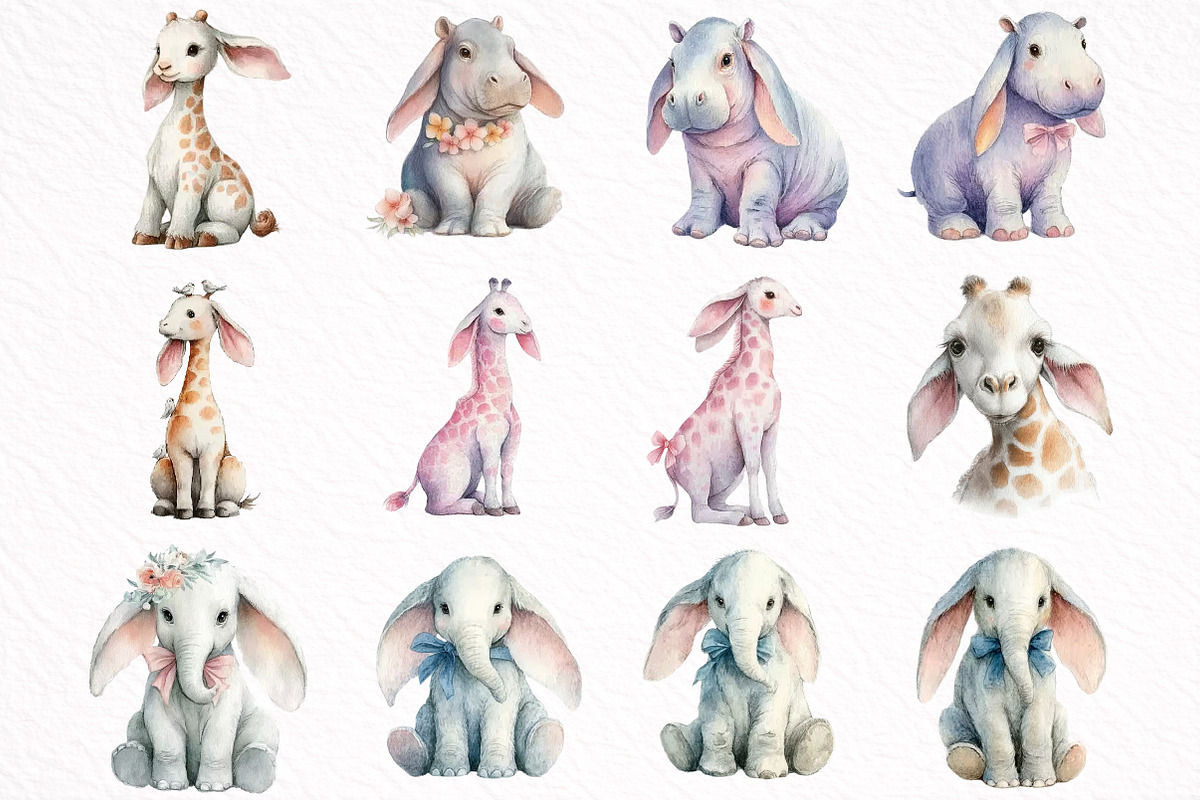 Watercolor Safari Animals Clipart, an Illustration by DreamArtGraphic (Photo 5 of 8)