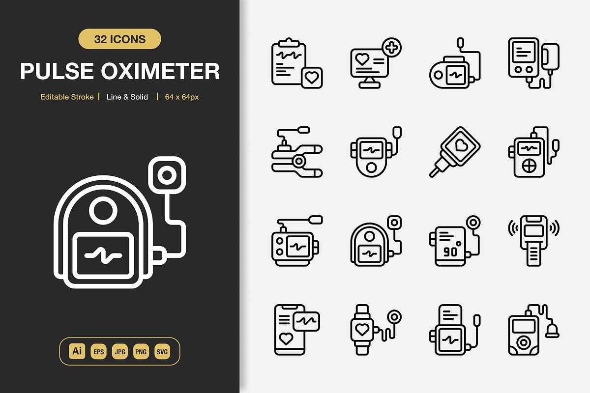Pulse Oximeter Icons, an Icon by Spacepixel Creative (Photo 1 of 3)