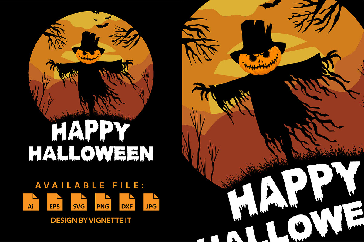 Happy Halloween scarecrow bat tree, an Animal Illustration by Vignette.IT (Photo 2 of 3)