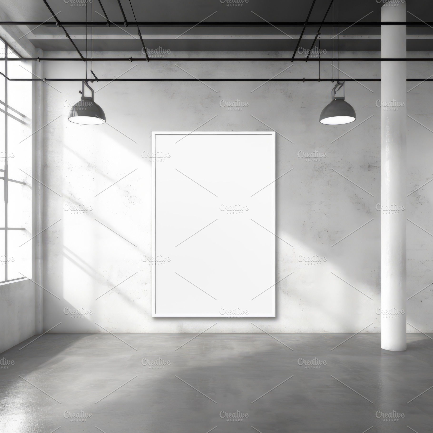 Industrial Style Lobby with Blank Poster, an Abstract Photo by Natalia Klenova's Shop