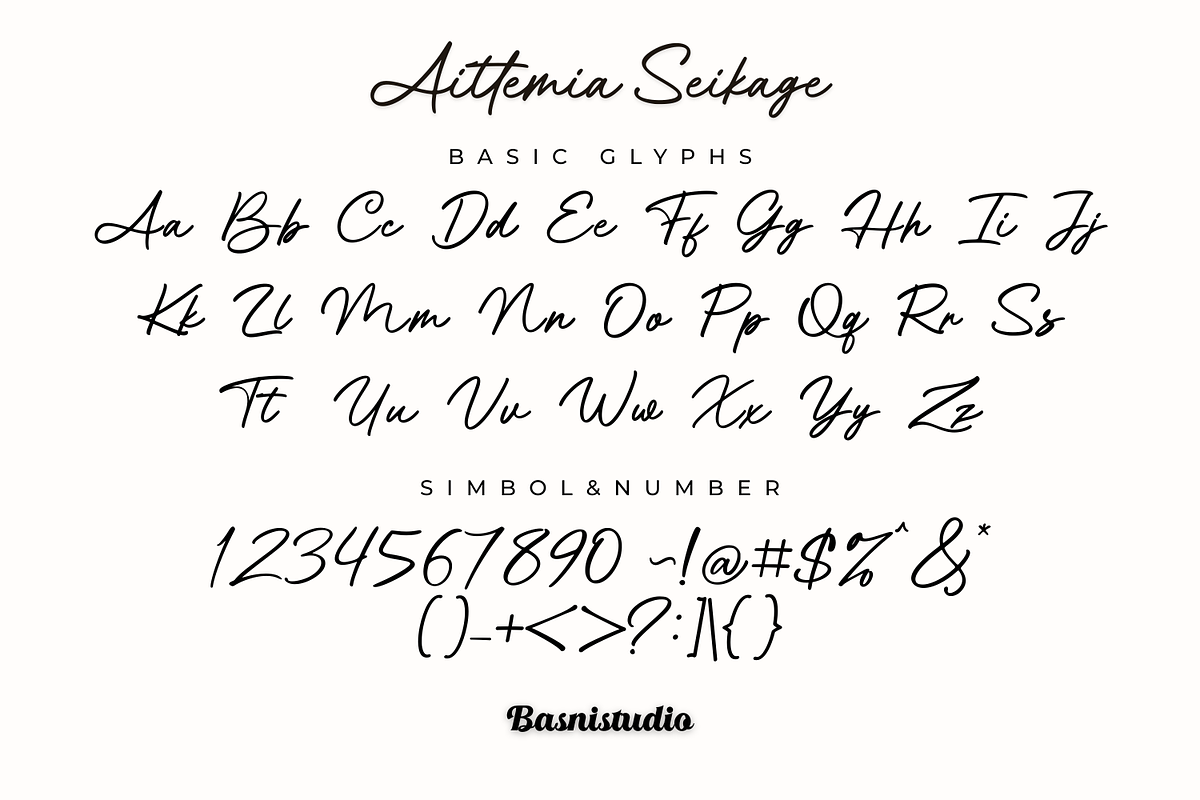 Aittemia Seikage a Handwritten Font, a Handwritten Font by Basnistudio (Photo 10 of 12)