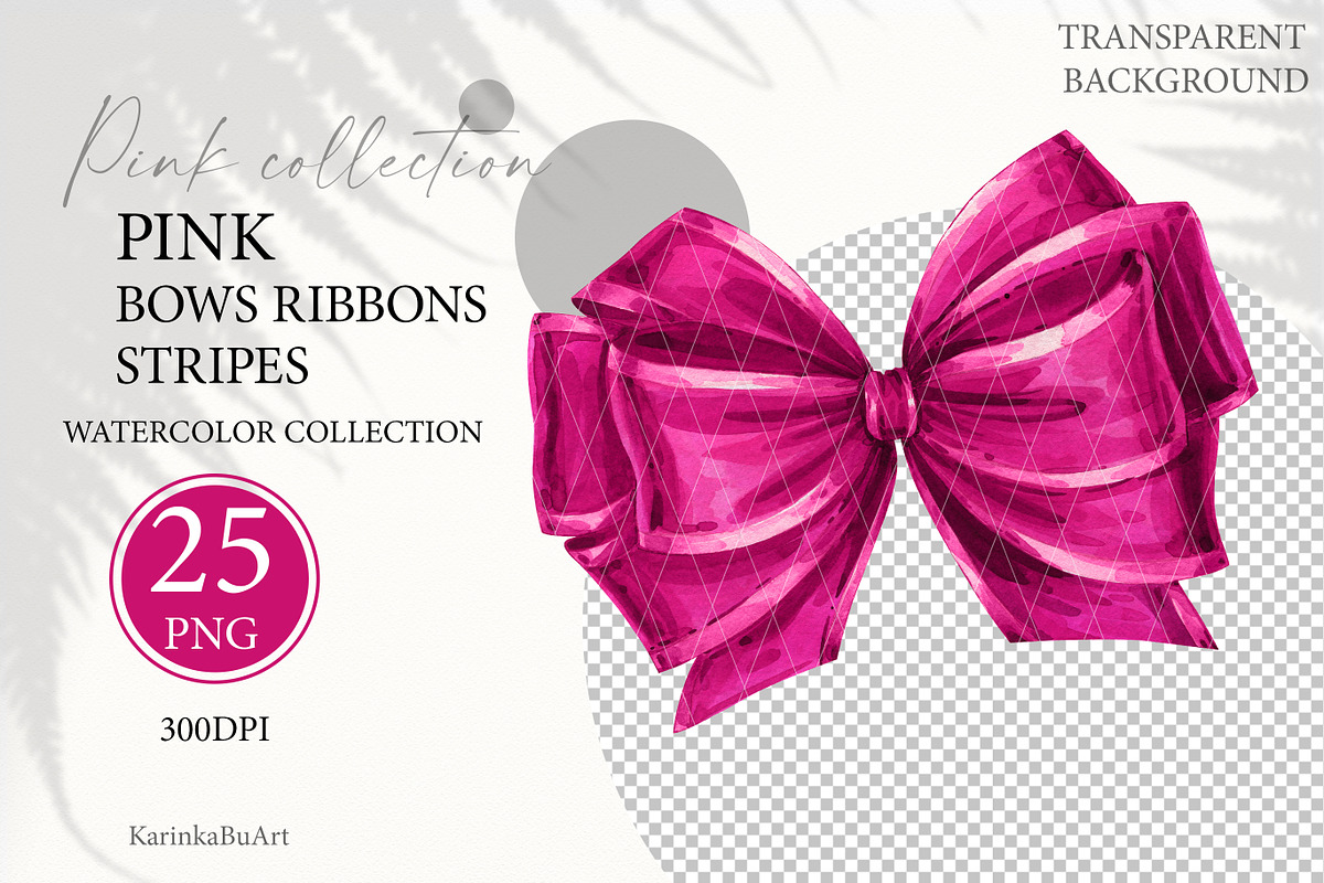 25 PNG Watercolor clipart pink bows, an Object Graphic by KarinkaBU (Photo 3 of 8)