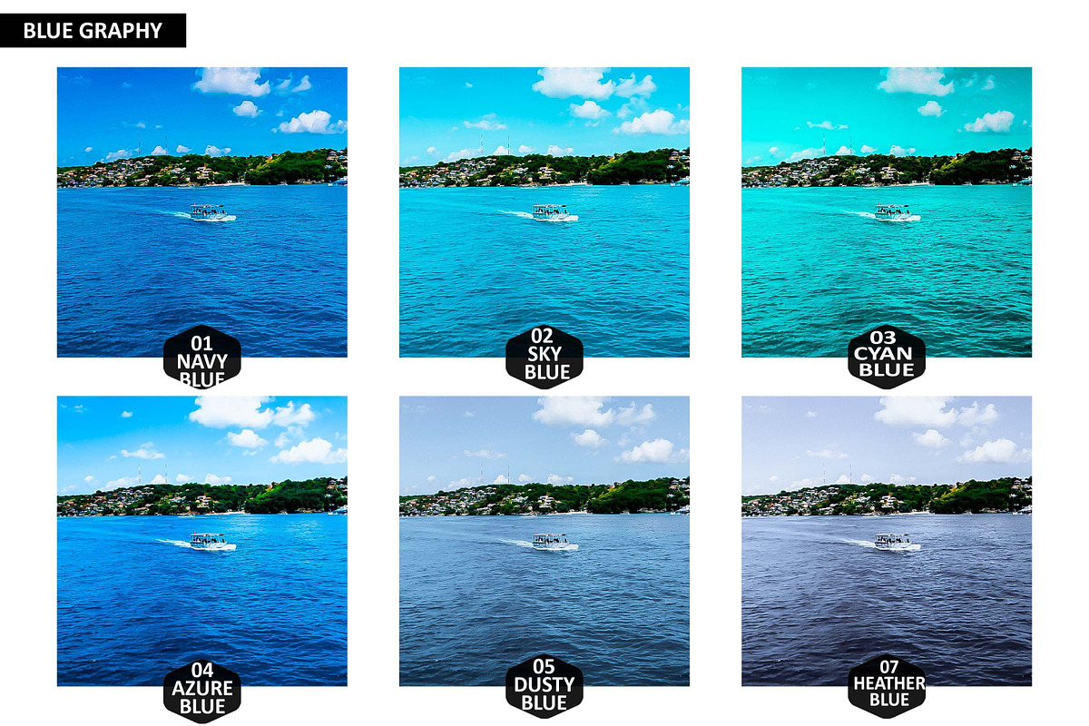 12 Blue Graphy Photoshop Actions, an Action Add-On by Hue Palettte Studio (Photo 3 of 9)