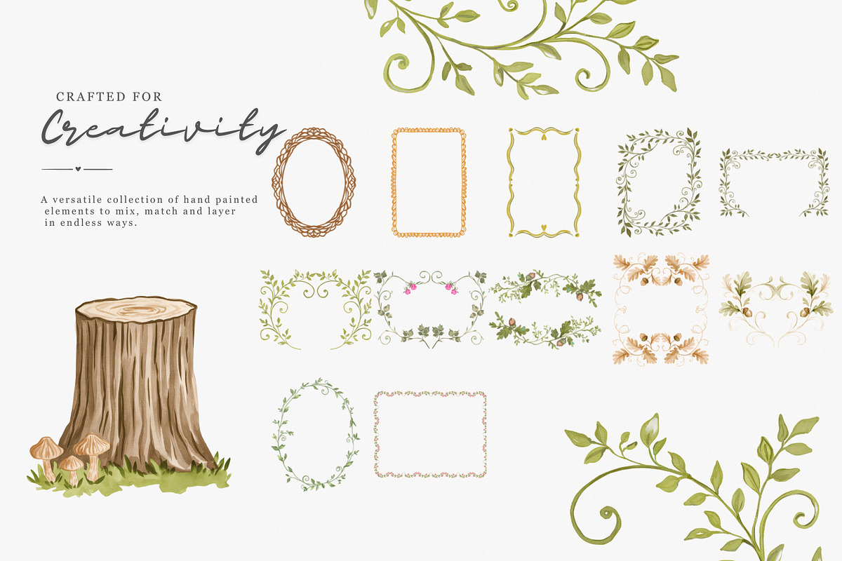 whimsical woodland clipart set, a Decorative Illustration by Patishop Art (Photo 15 of 15)