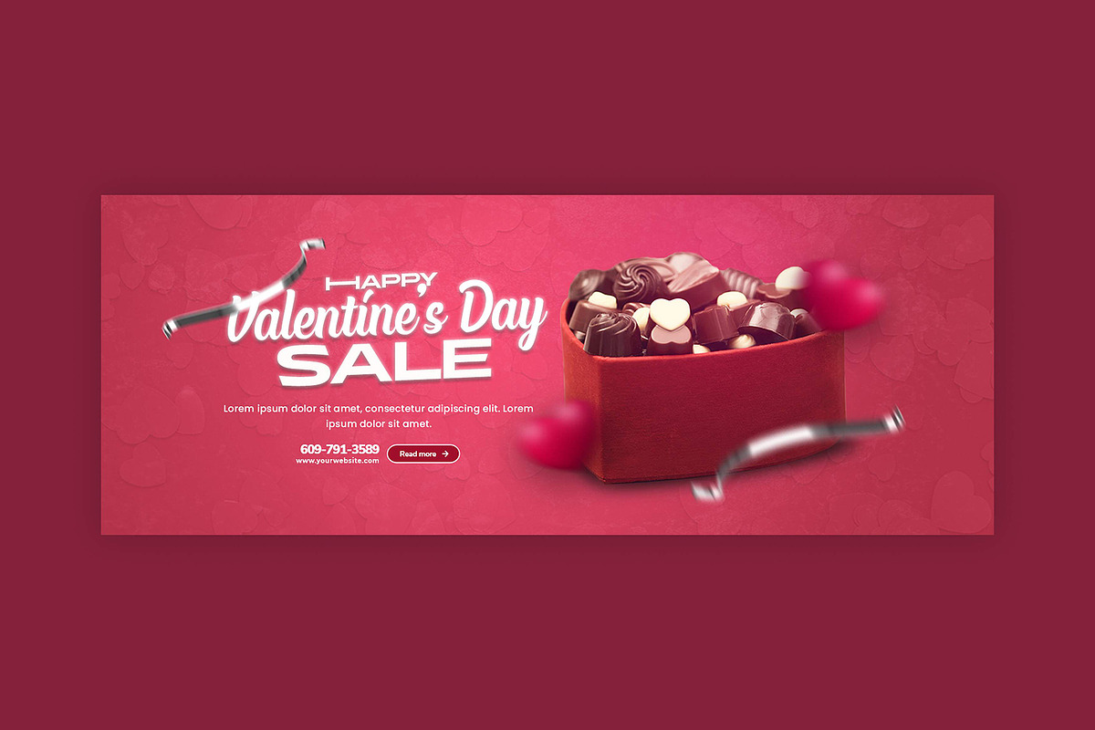 Valentine's Day Sale Facebook Banner, a Social Media Template by Saman Osama (Photo 3 of 3)