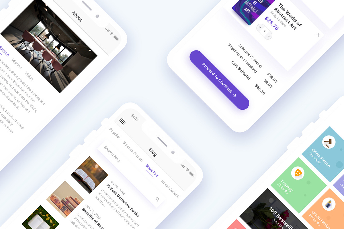 Bookly - iOS Sketch App Template, a Templates & Theme by Pentaclay (Photo 2 of 7)