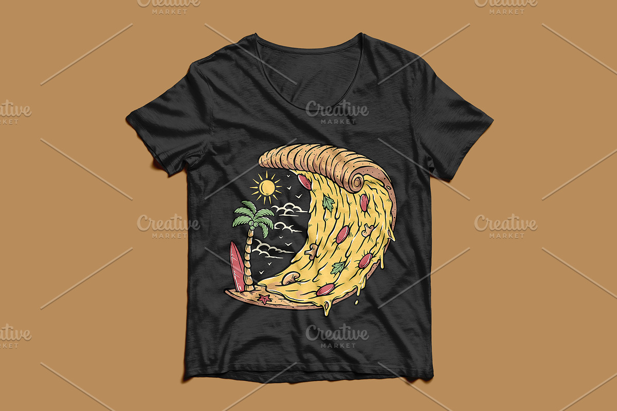 Pizza waves beach illustration, a Food Illustration by gunaonedesign (Photo 3 of 5)