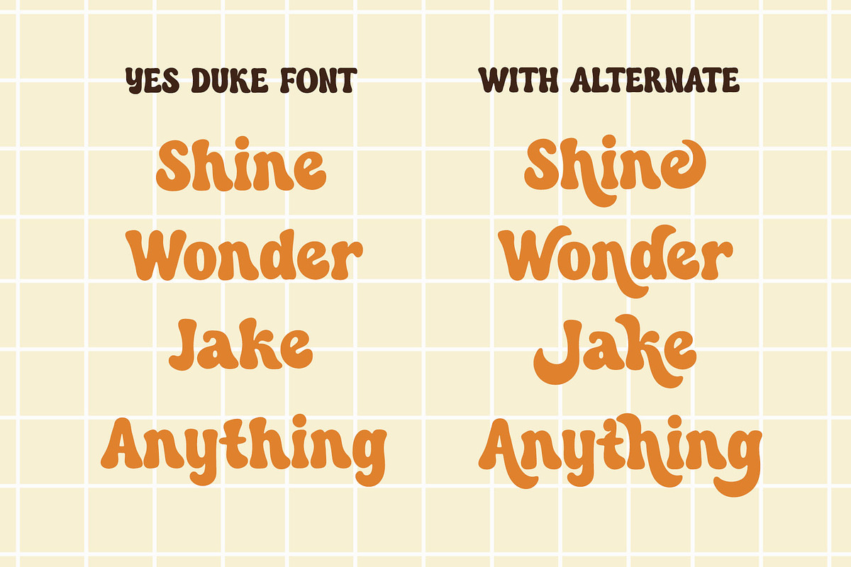 Yes Duke - Cute Retro Groovy Font, a Handwritten Font by Airotype (Photo 2 of 11)