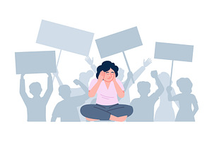 Woman covers her ears from urban, a Person Illustration by LadadikArt