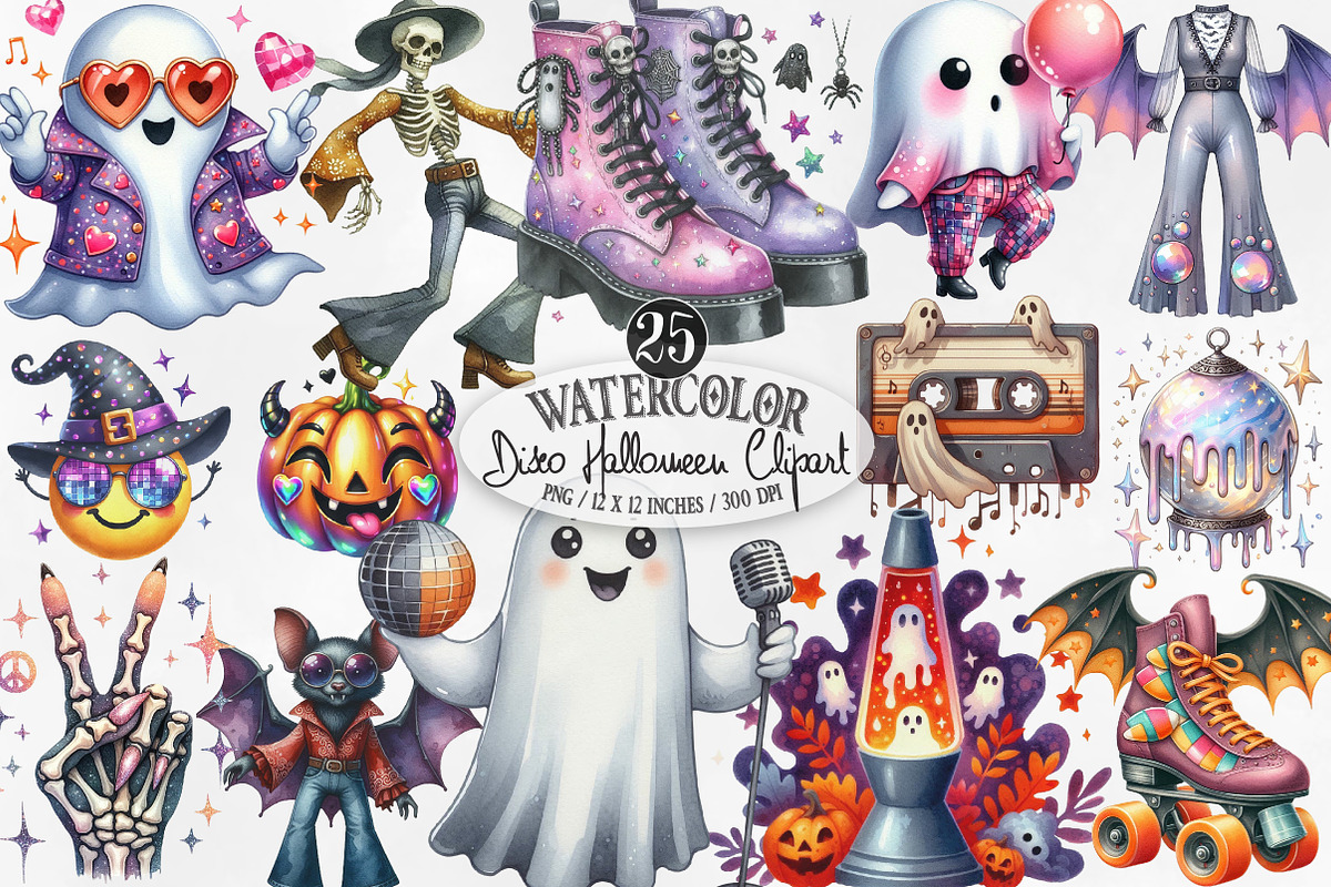 Disco Halloween Sublimation Clipart, an Illustration by Designking (Photo 1 of 4)